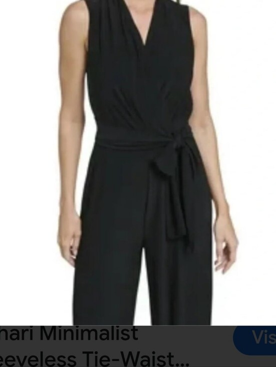 Tahari Pants - NWT Tahari Minimalist Sleeveless Tie Waist Jumpsuit Black Size S